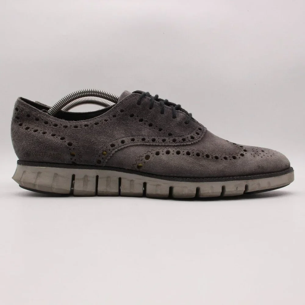 Cole Haan Zerogrand Wingtip Oxfords Men's 11 M Gray Suede Casual Shoes C20131